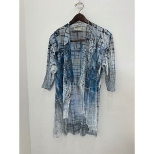 Impulse California Cardigan Women Small Blue Good Sheer Mesh Lace Open Front